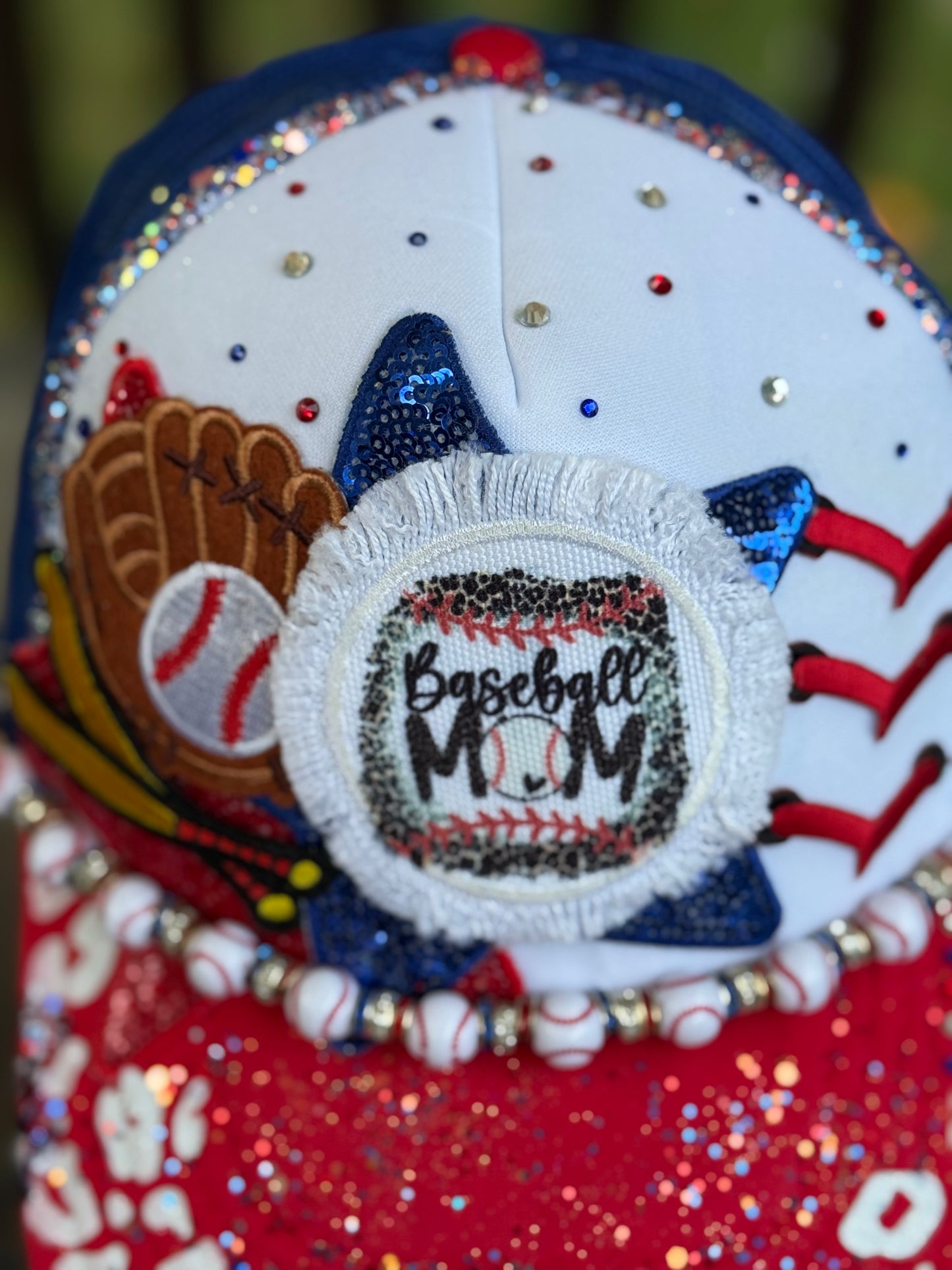 Baseball Mom Bling Hat β Handmade Glitter Cap