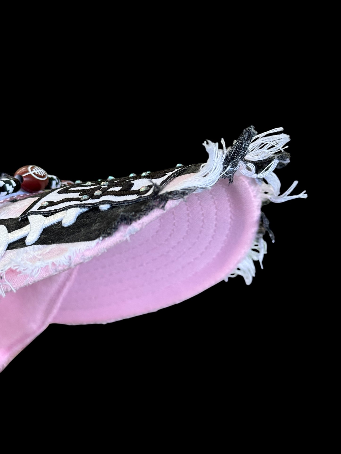 Custom Game Day Loud and Proud Football Hat: Lt Pink and White and referee striped bill.