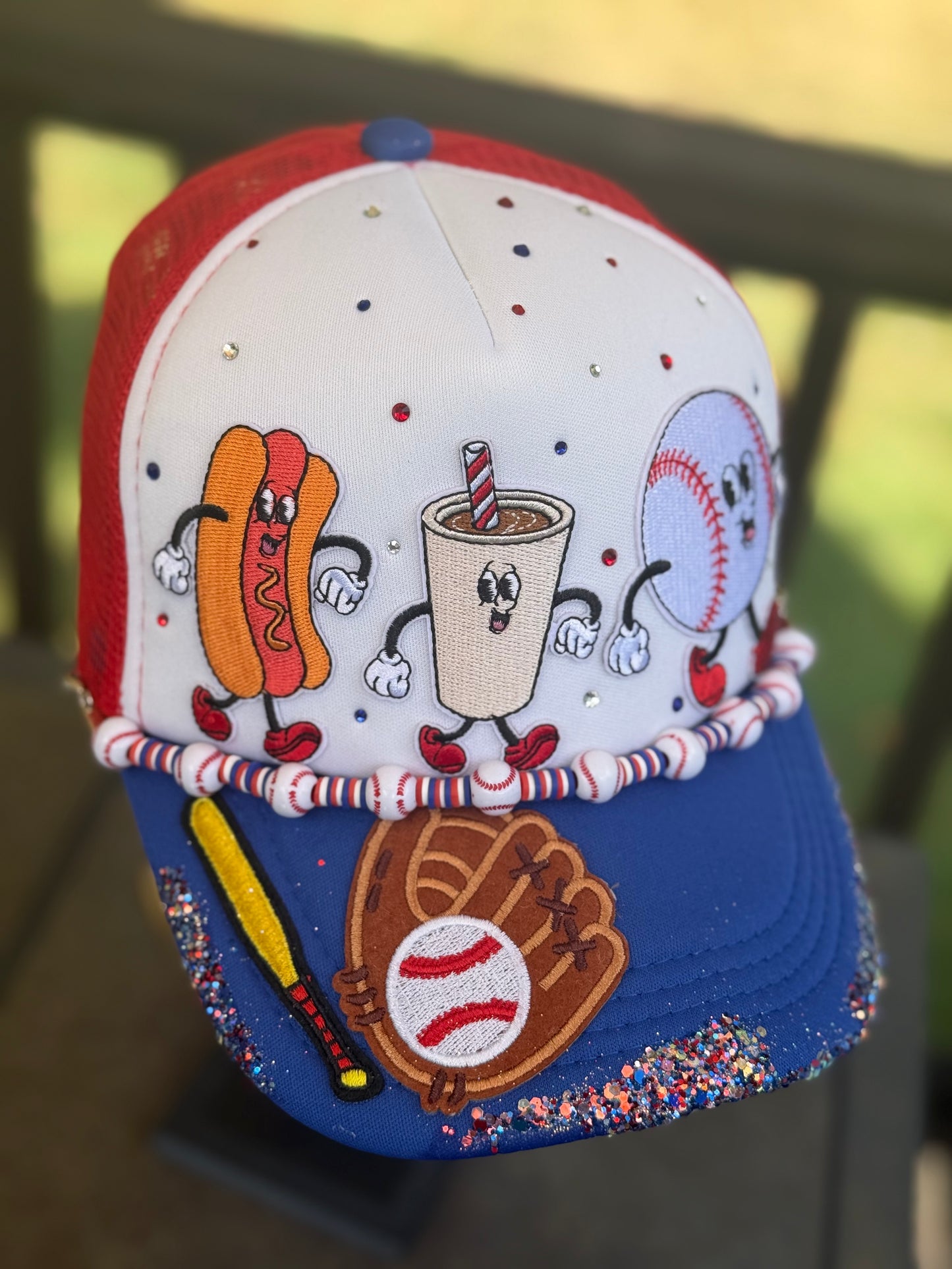 Bling Baseball Hat: Rhinestones, Hand-painted