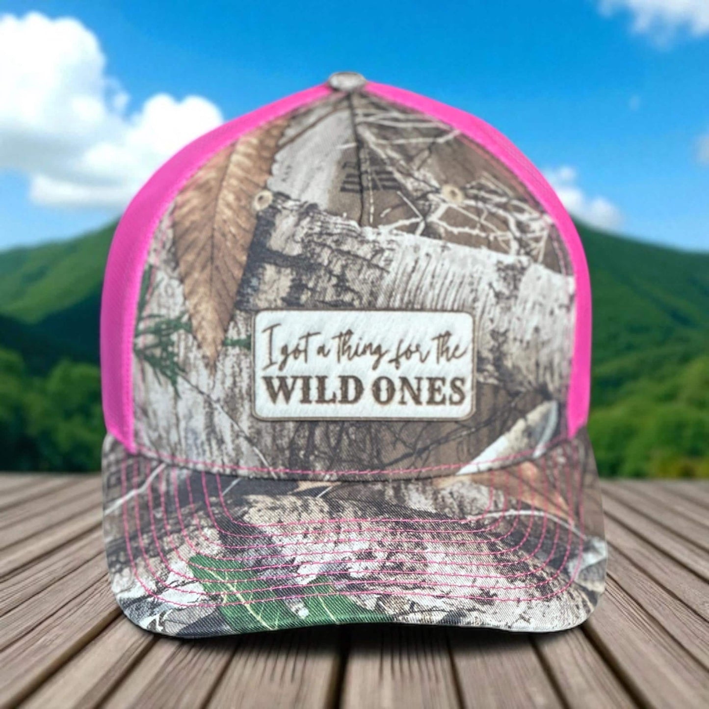 RealTree Edge camo and neon pink “I Got A Thing For The Wild Ones” Richardson 112 PFP hat