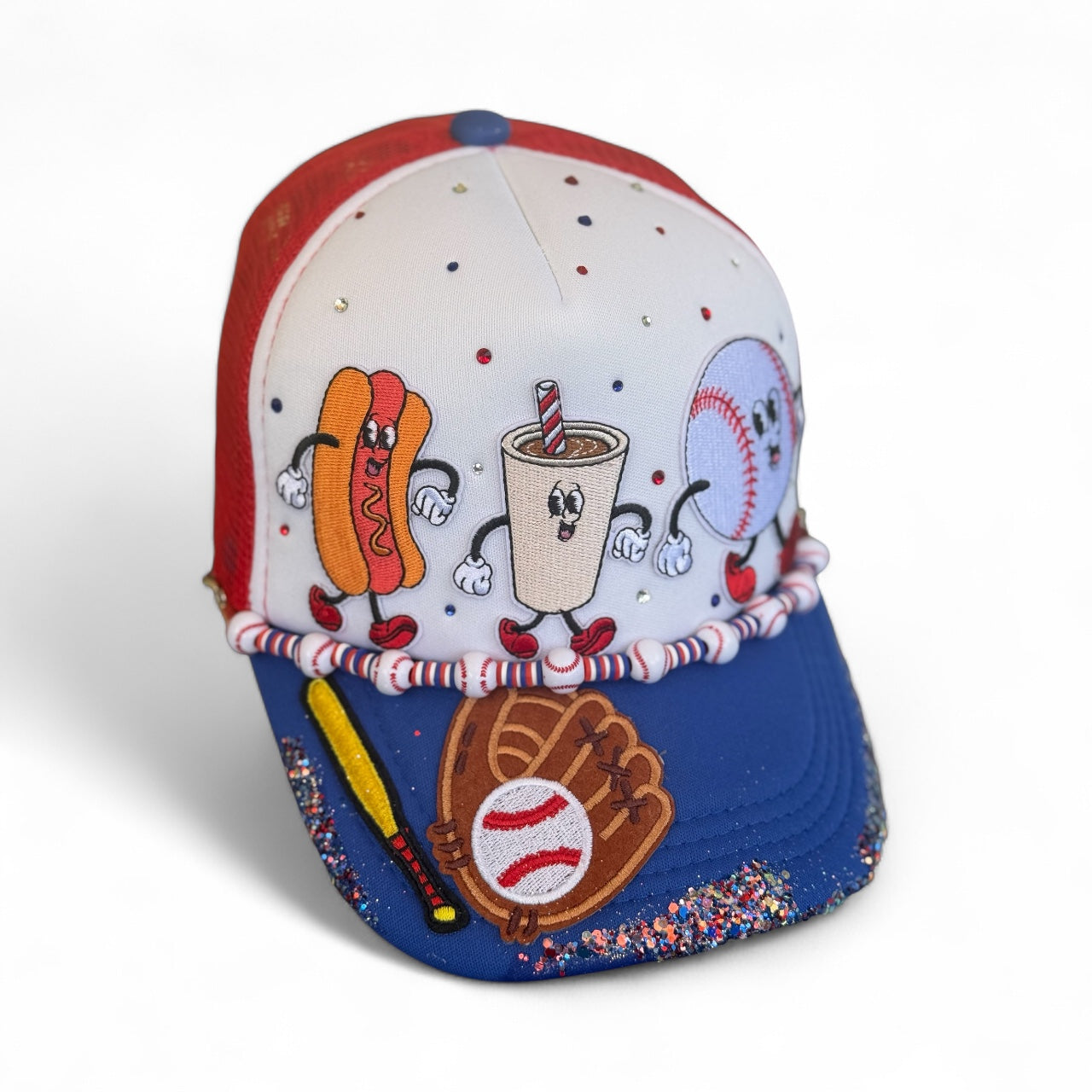 Bling Baseball Hat: Rhinestones, Hand-painted