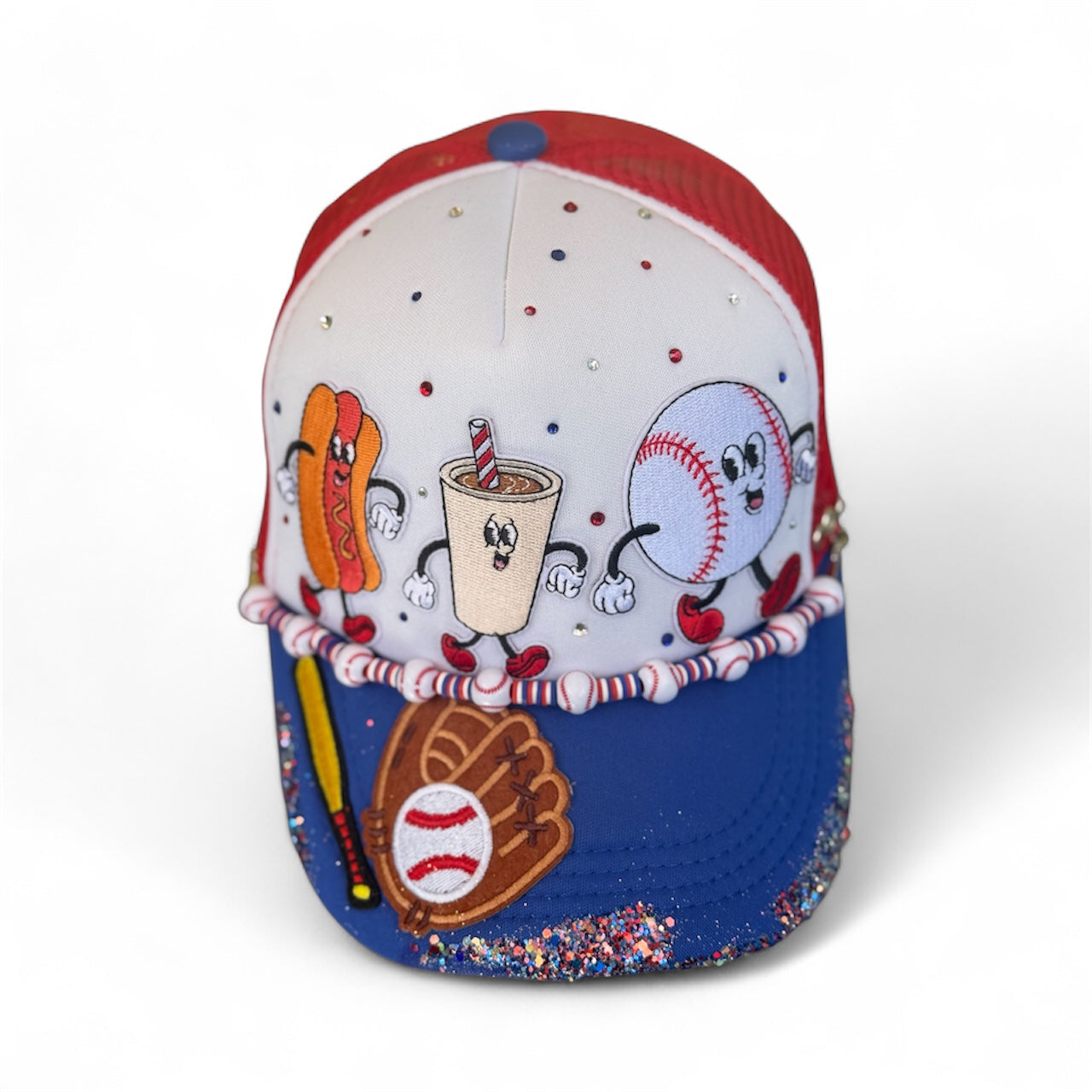 Bling Baseball Hat: Rhinestones, Hand-painted