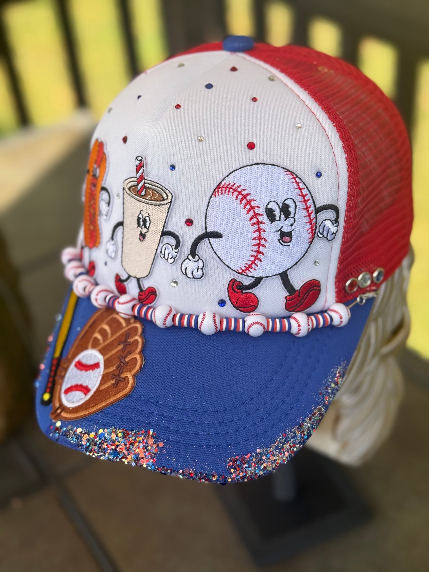 Bling Baseball Hat: Rhinestones, Hand-painted