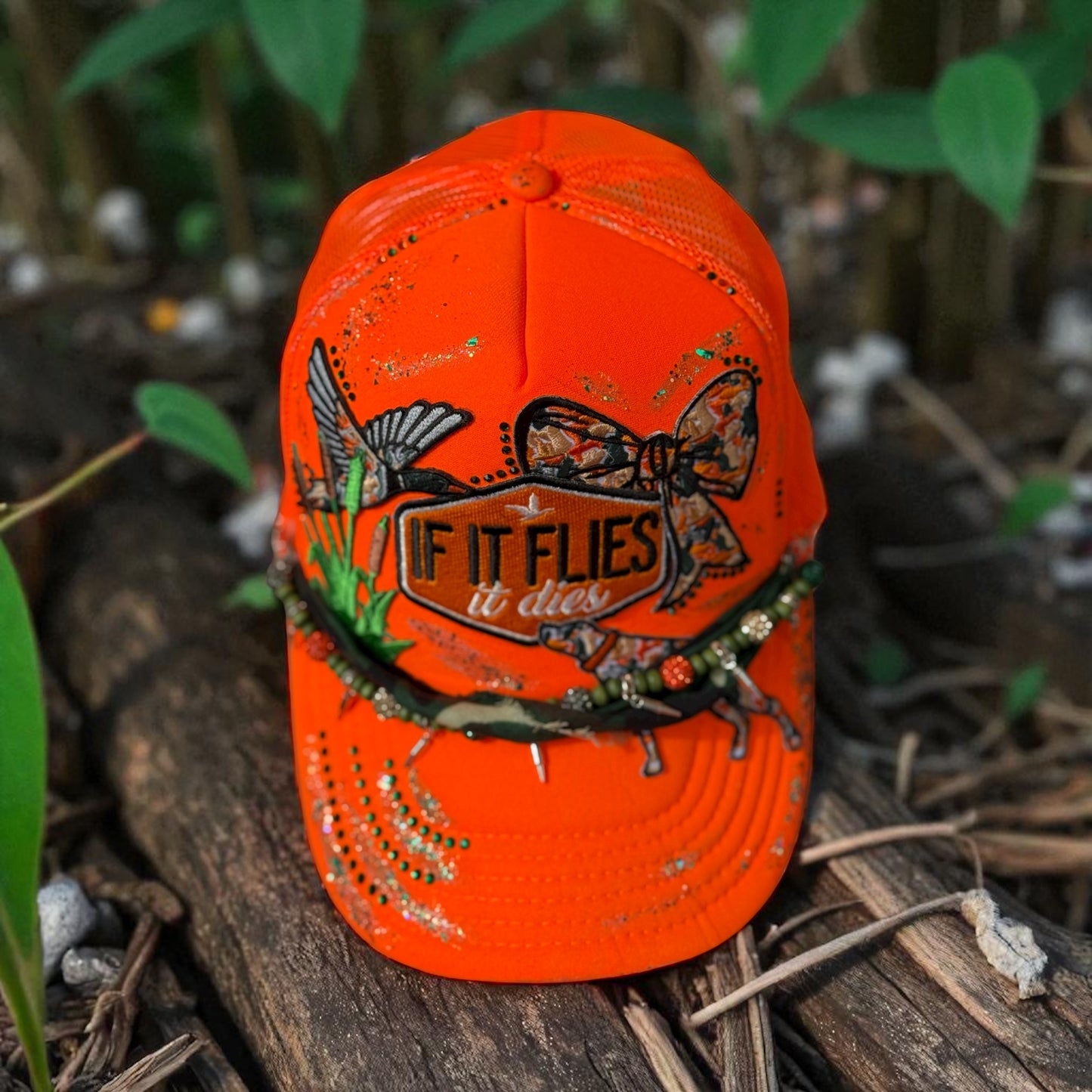 Women’s Blaze Orange Hunting Hat – “If It Flies It Dies” Embroidered Cap