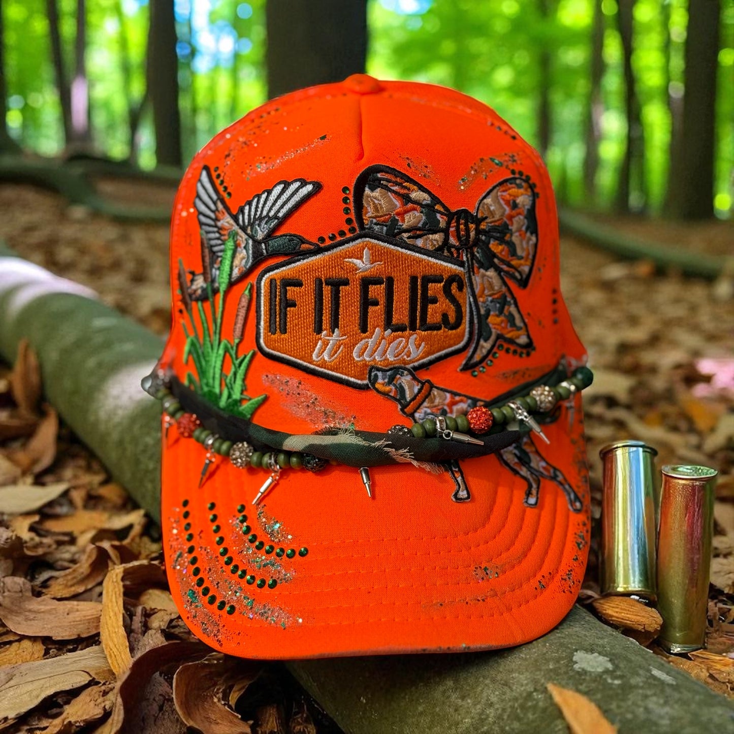 Women’s Blaze Orange Hunting Hat – “If It Flies It Dies” Embroidered Cap
